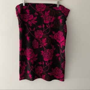 Lularoe pencil skirt floral rose pink black